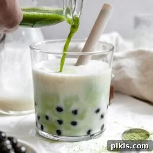 Emerald Creamy Matcha Boba 8 process shot of adding matcha powder to glass