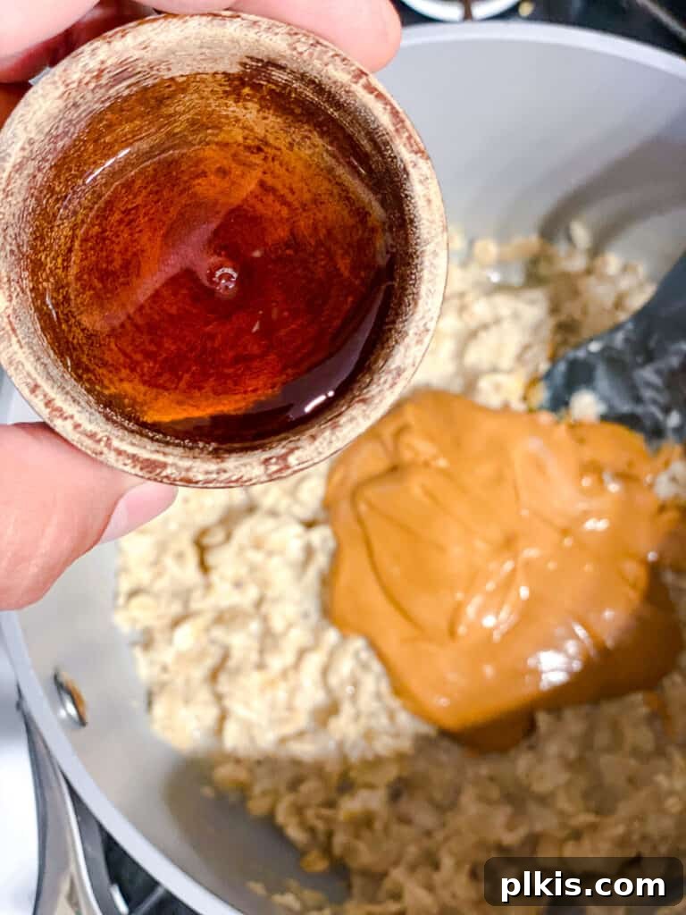 process shot of adding sweetener to pot