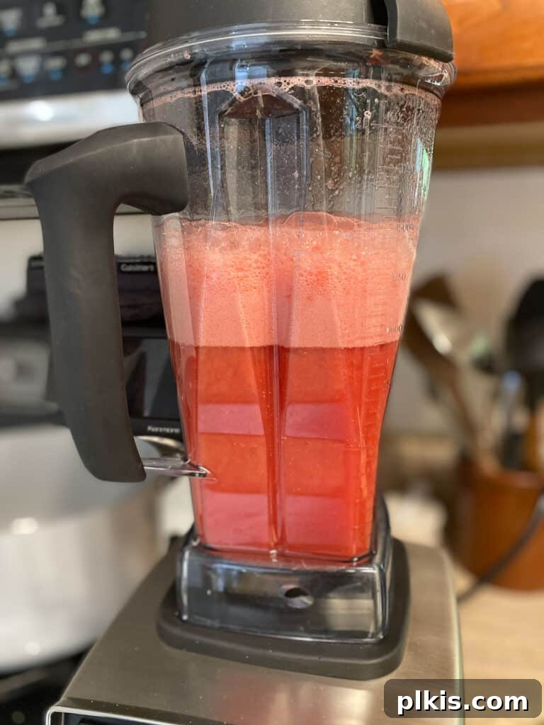 Sunshine Watermelon Pops 4 post mixing of watermelon mixture in blender