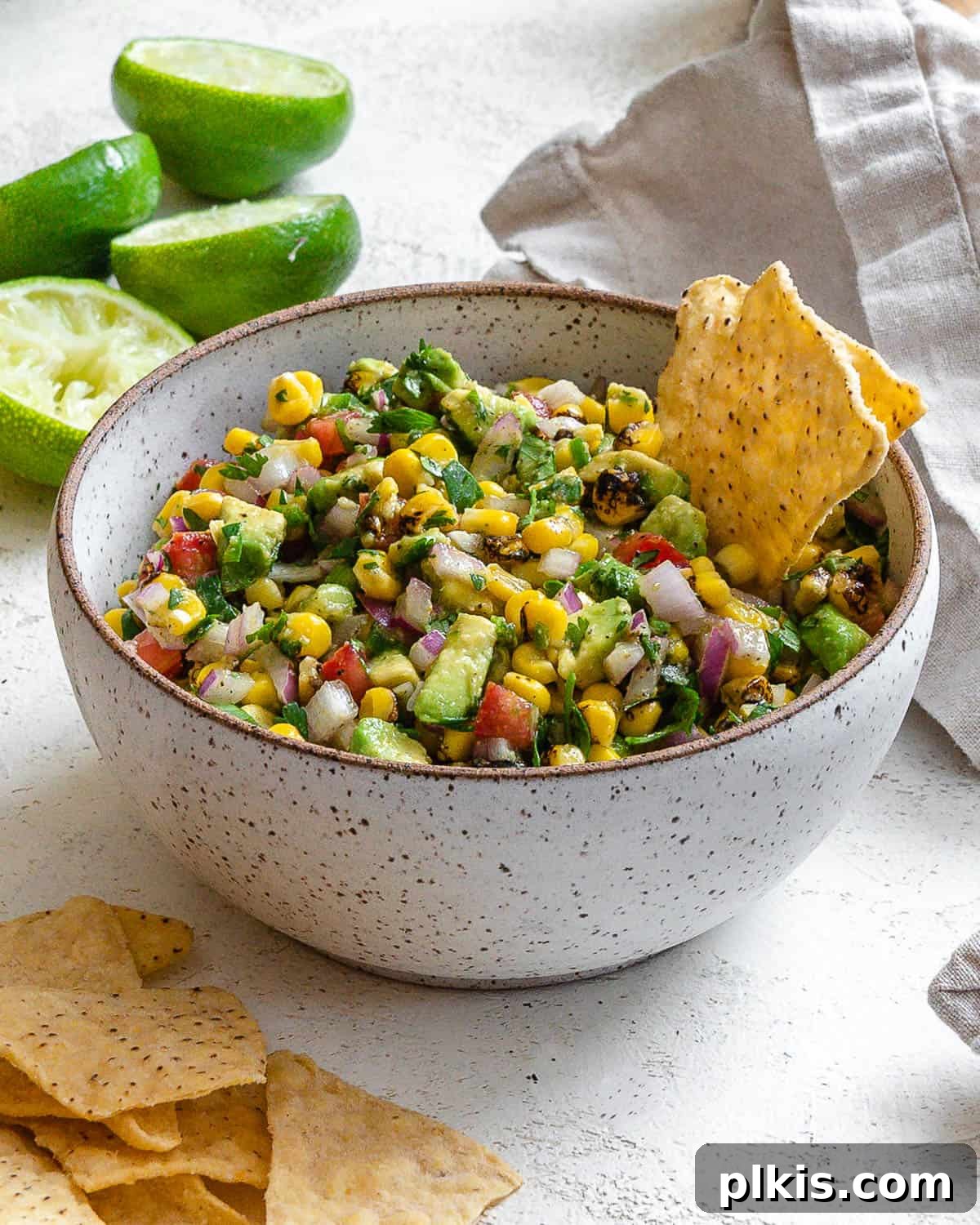 completed Roasted Chili Corn Salsa (2 Ways) in a bowl