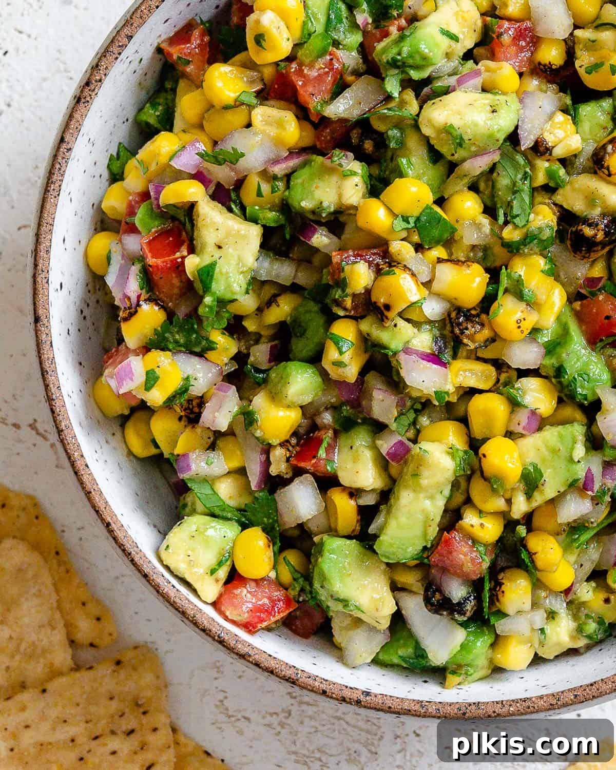 completed Roasted Chili Corn Salsa (2 Ways) in a bowl