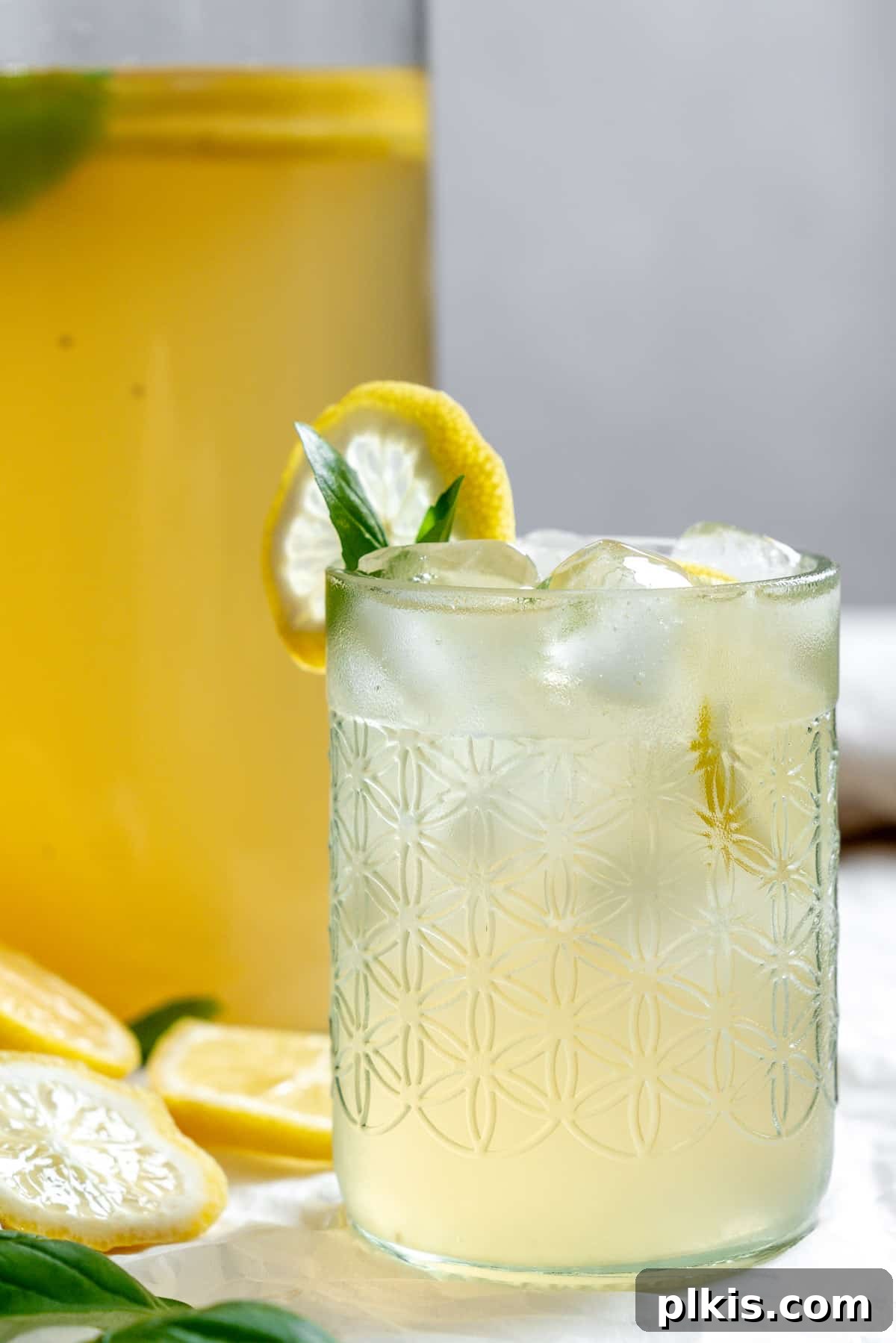 Basil Lemonade Creative Infusions 2 A refreshing glass of basil lemonade with fresh basil leaves and lemon slices, perfect for summer.