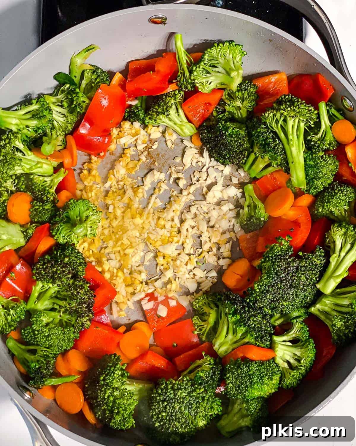 Simple Sizzling Tempeh 7 process shot of cooking veggies in pan