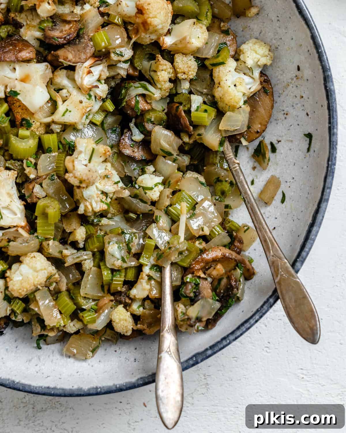 Irresistible Cauliflower Stuffing 6 completed The Best Cauliflower Stuffing plated against a white background
