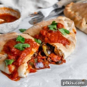 completed Marinara Calzone split open in the middle