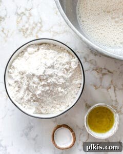 measured out flour in bowl against white surface