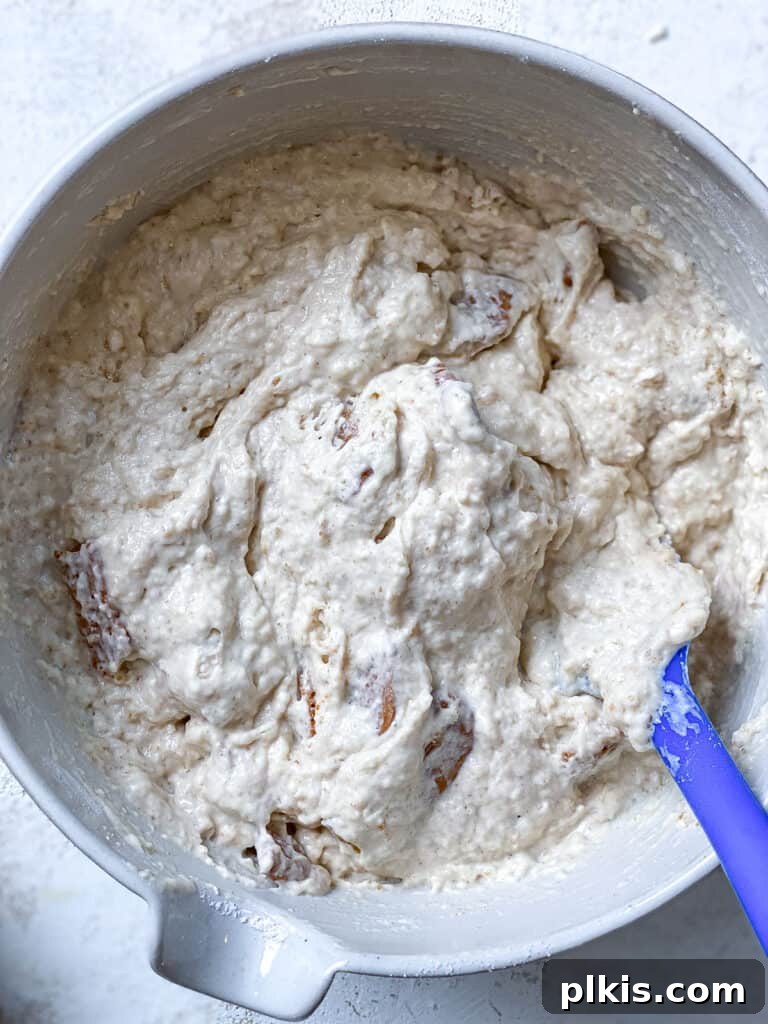 Decadent Vegan Biscoff Dream 14 process shot of mixing ingredients together in a bowl, showing Biscoff pieces folded in