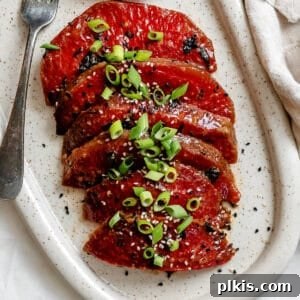 completed Watermelon Tuna [sashimi + steaks] on a baking dish