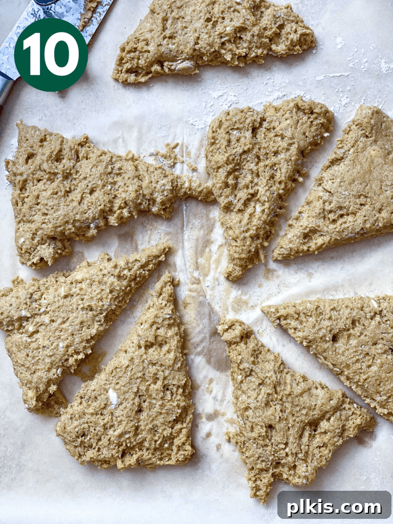 Fluffy Autumn Spiced Vegan Pumpkin Scones 12 process shot of shaping dough into scone shape