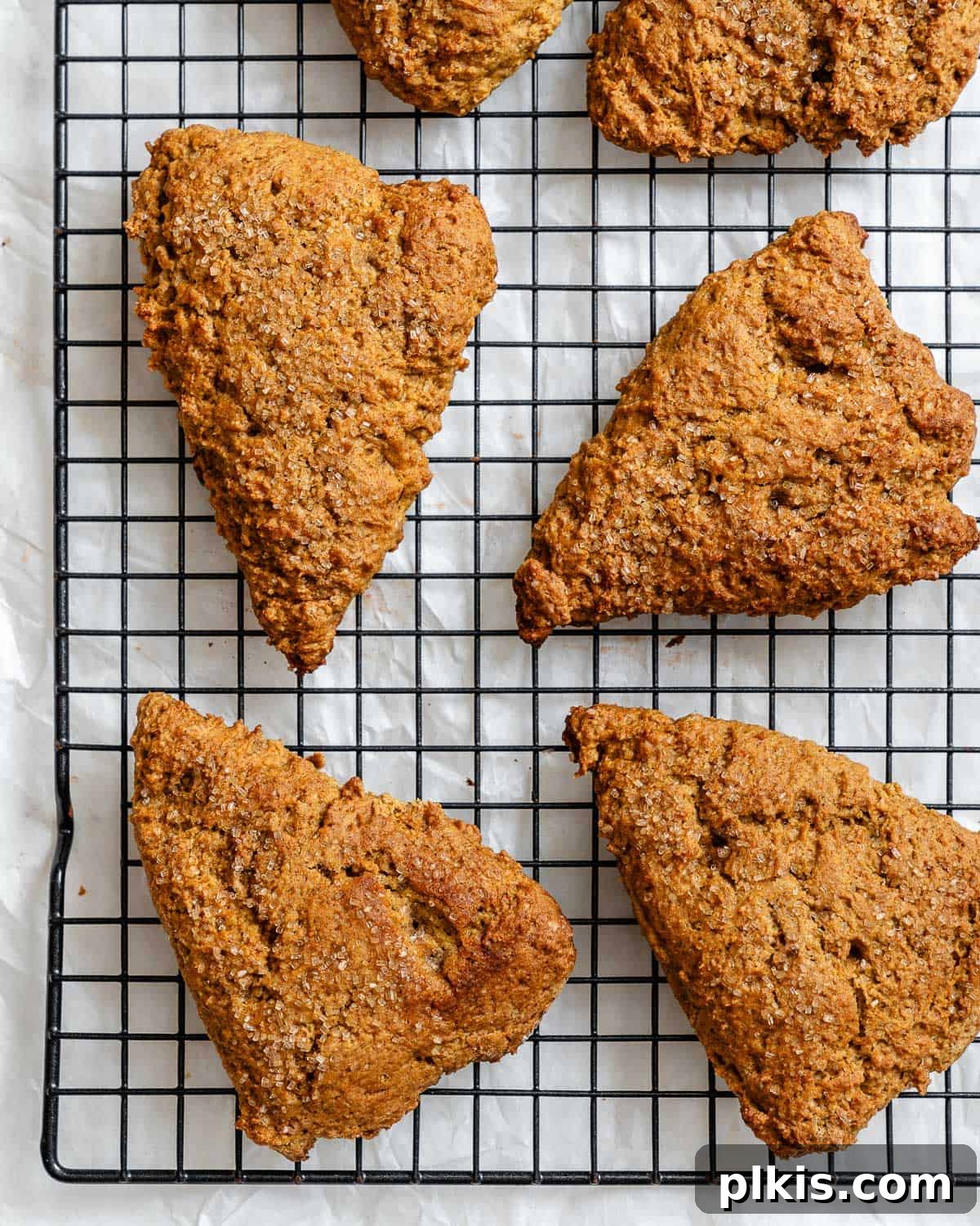 Fluffy Autumn Spiced Vegan Pumpkin Scones 14 completed Vegan Pumpkin Scones on a cooling rack