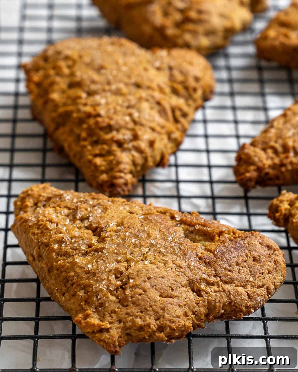 Fluffy Autumn Spiced Vegan Pumpkin Scones 15 completed Vegan Pumpkin Scones on a cooling rack