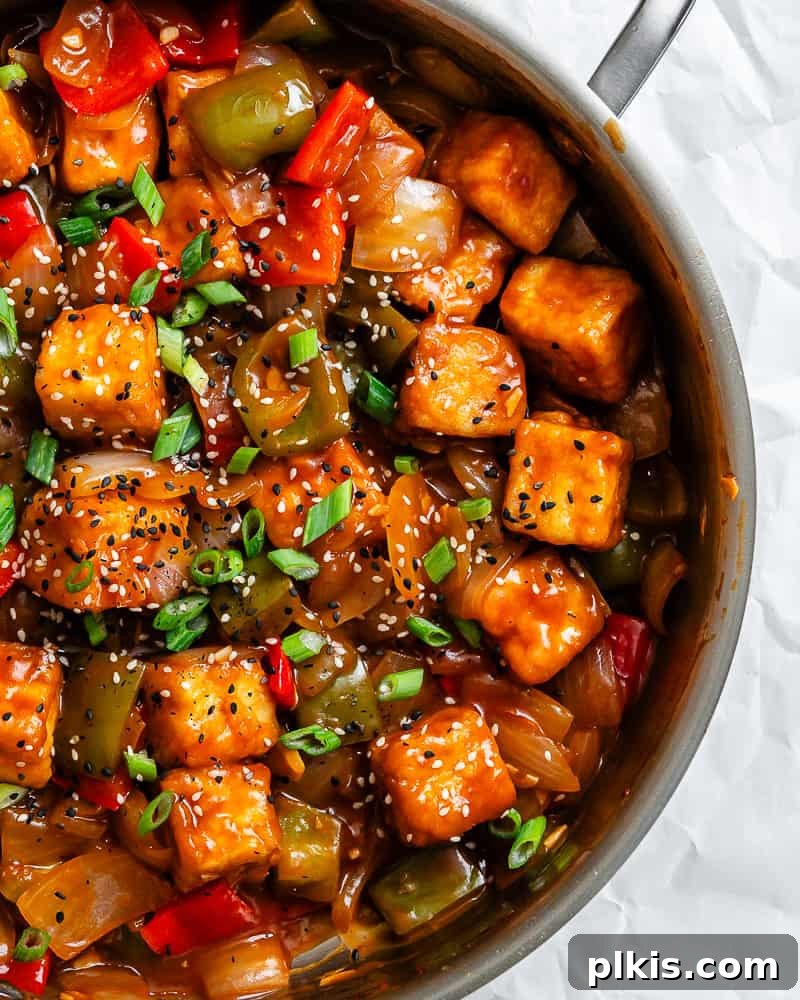 Golden Sweet and Sour Tofu 15 A dish of completed Sweet and Sour Tofu, beautifully arranged and ready for enjoyment.