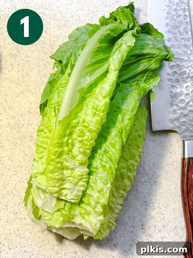Ultimate Vegan Caesar 4 lettuce on a cutting board