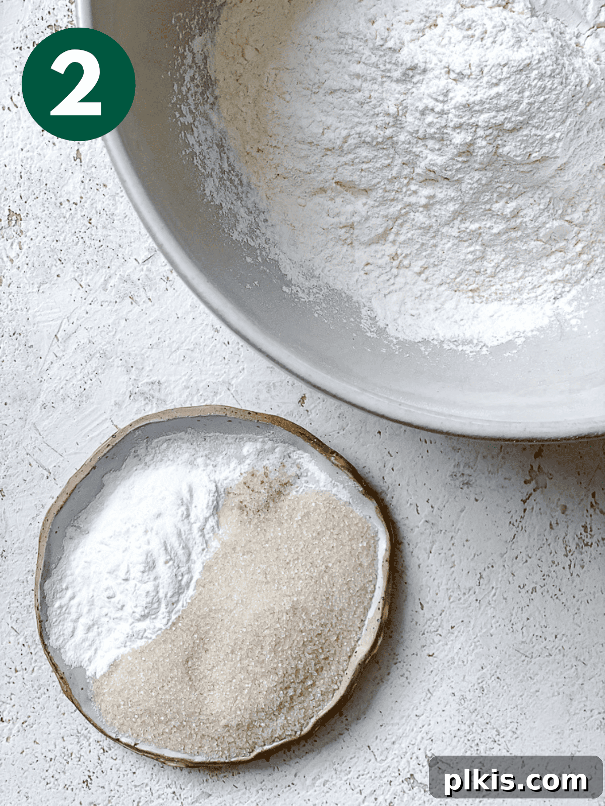 ingredients for Easy Vegan Pancakes [Regular or Mini] measured out on a white surface