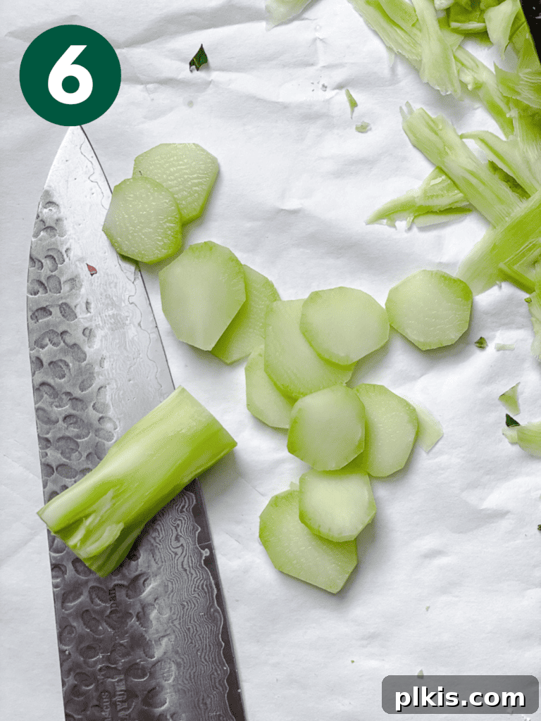 A step-by-step image of broccoli being prepped for stir-fry, showing stems and florets.