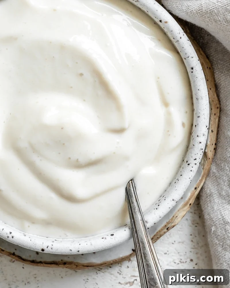 completed Healthy Vegan Mayonnaise [Oil-Free] in a bowl