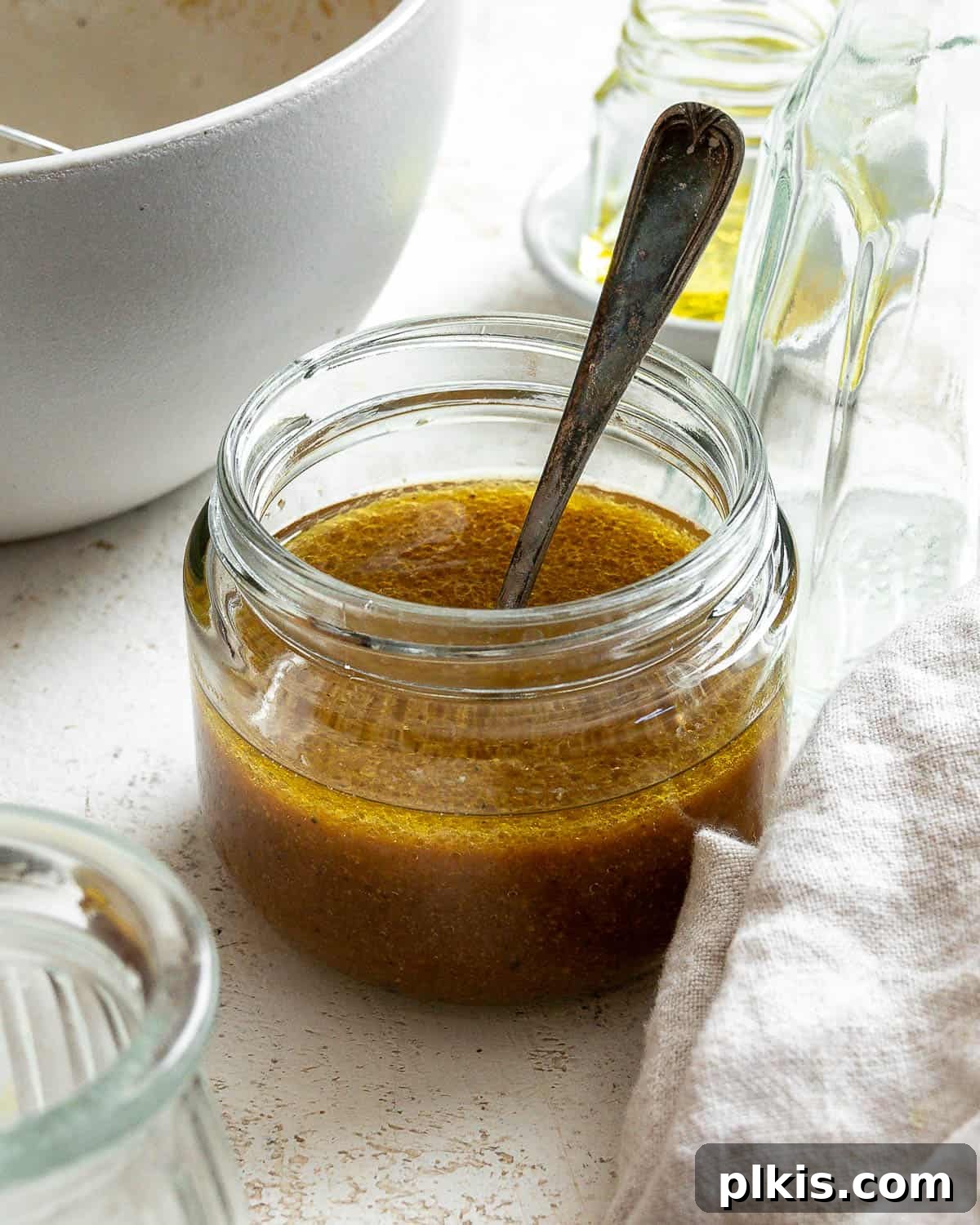 Easy Balsamic Vinaigrette 6 completed Basic Balsamic Vinaigrette in a jar