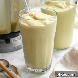 Tropical Mango Avocado Dream 7 two glasses of completed Mango Avocado Smoothies