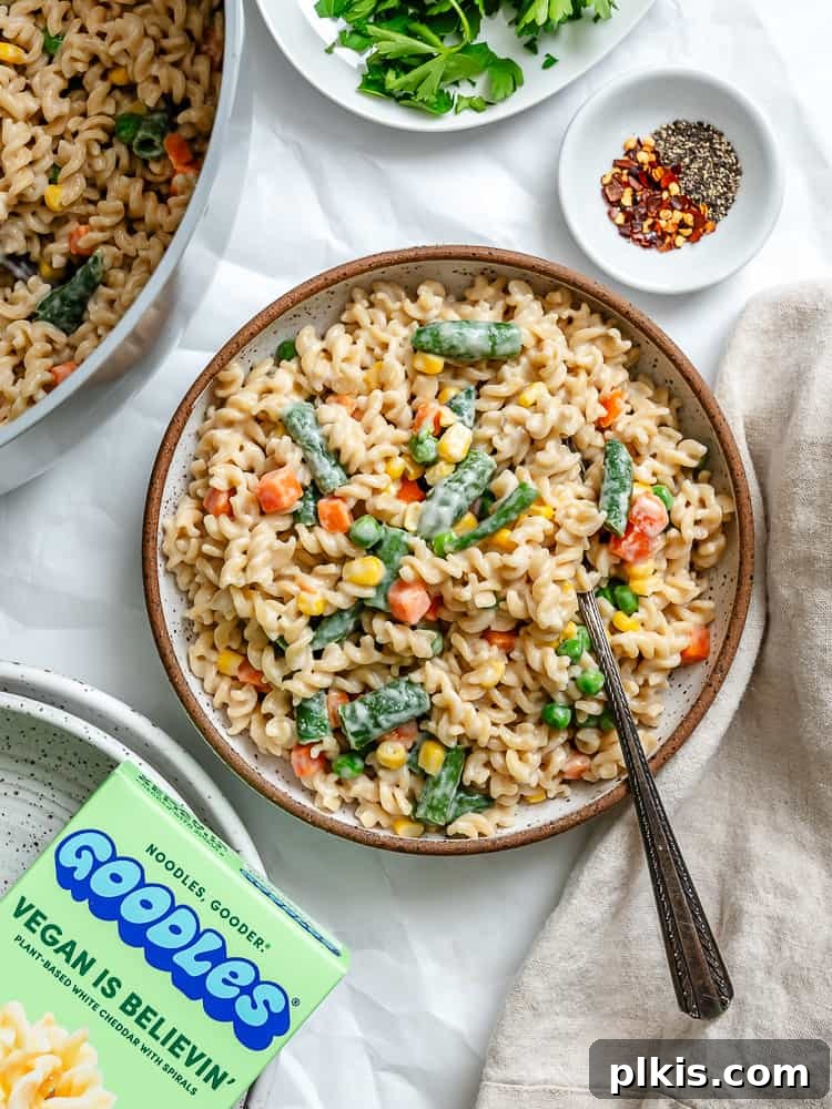 Elevate Your Boxed Mac and Cheese 14 completed Goodles Vegan Mac and Cheese plated