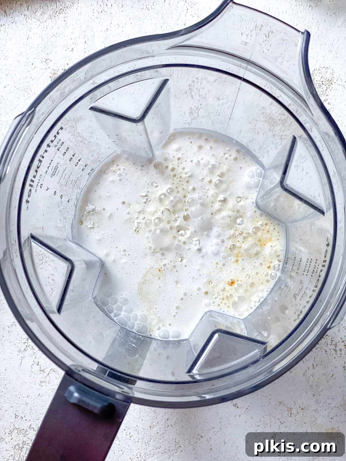 Decadent Vegan Custard 4 All ingredients for vegan custard placed in a large blender before mixing.