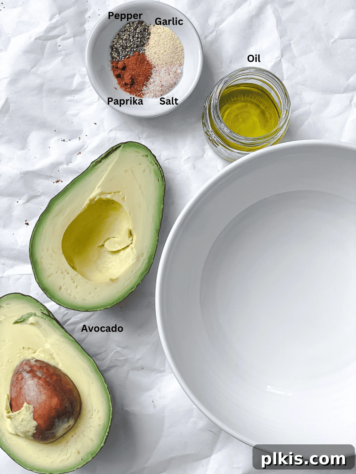 ingredients for The Best Vegan Avocado Toast on white surface