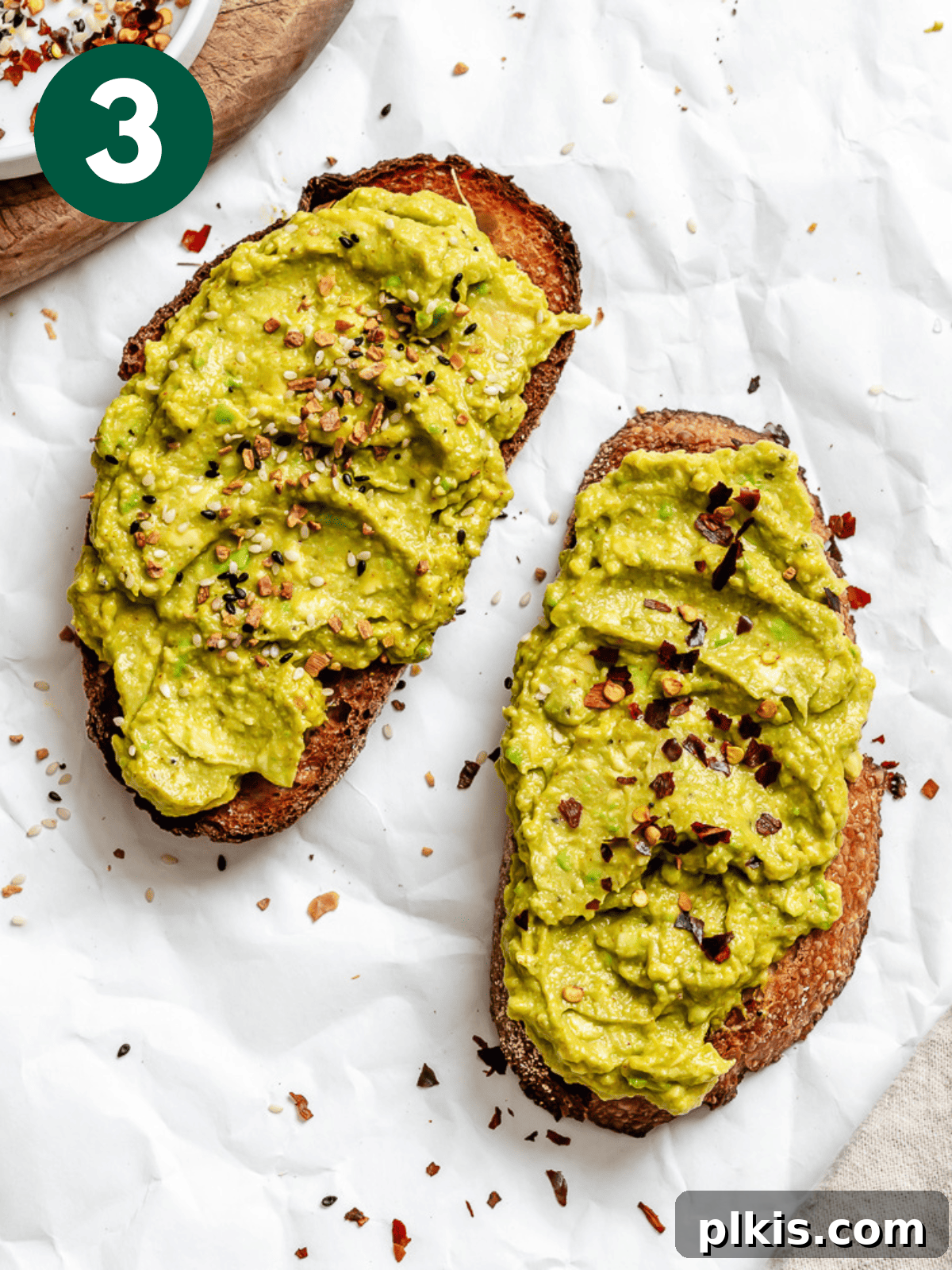 completed Best Vegan Avocado Toast on white surface