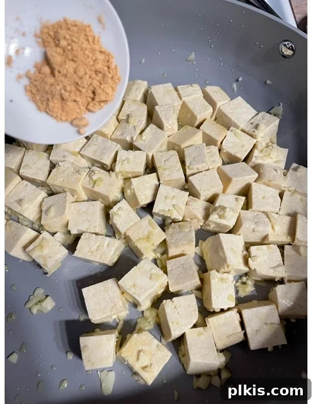 Traditional Tofu Pad Thai 10 process of adding spices to pan