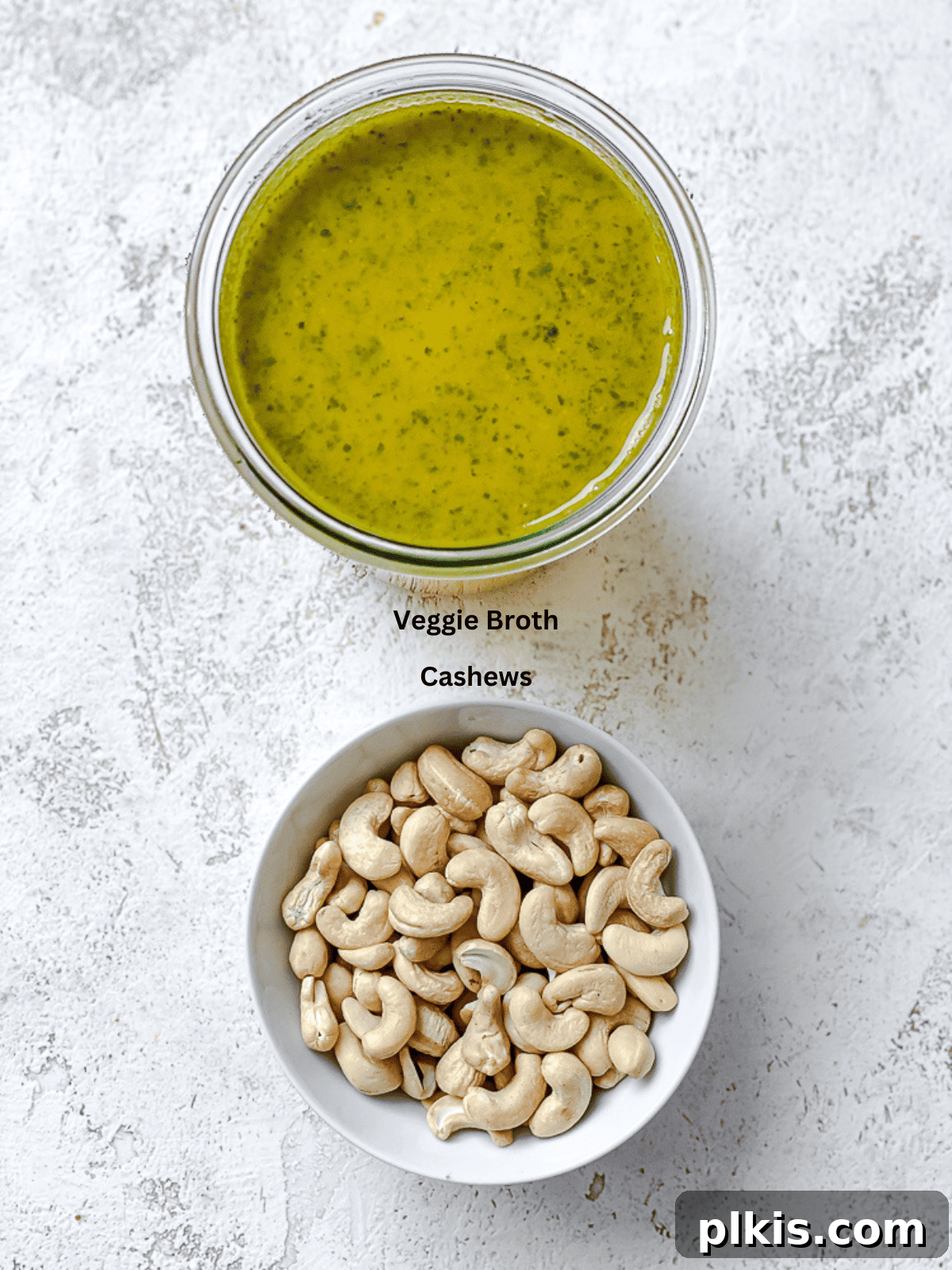 Plant-Based Alfredo Bliss 3 ingredients for vegan alfredo sauce in separate bowls.