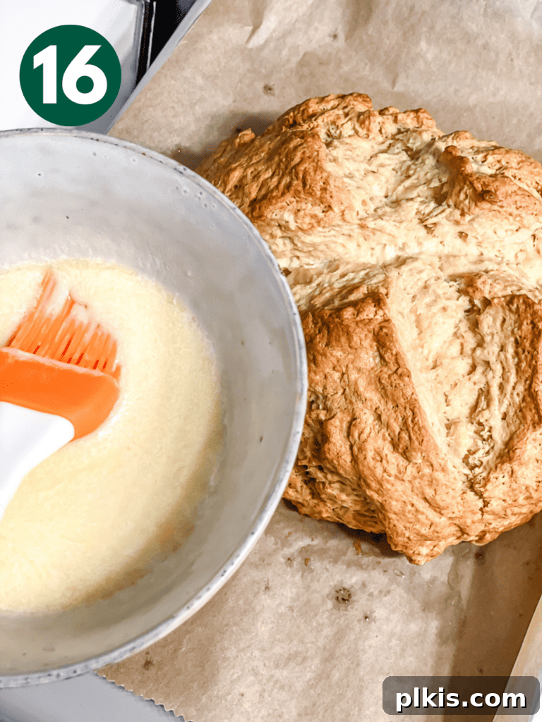 Plant-Powered Irish Soda Bread 19 Process shot showing the fully baked and golden-brown vegan Irish soda bread.