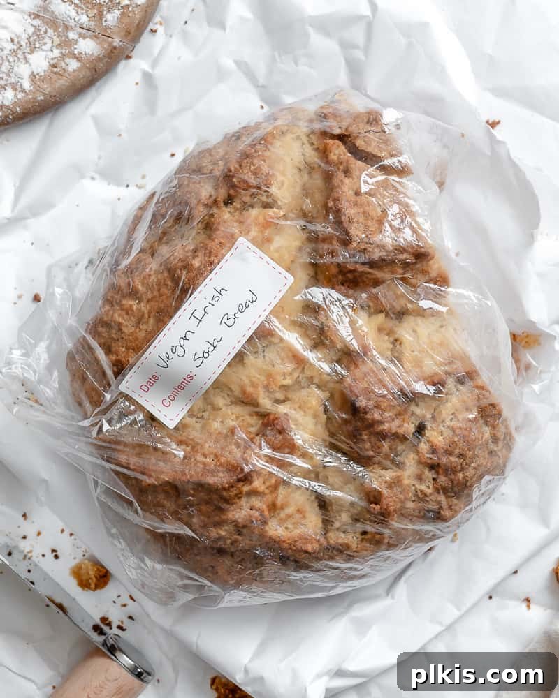 Plant-Powered Irish Soda Bread 21 Completed Vegan Irish Soda Bread wrapped in storage paper.