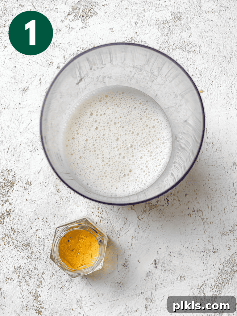 Plant-Powered Irish Soda Bread 4 Measured ingredients for Vegan Irish Soda Bread in bowls.