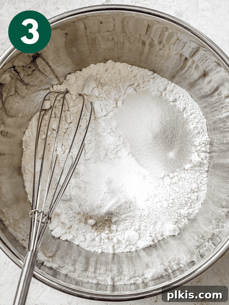 Plant-Powered Irish Soda Bread 6 Process shot of dry ingredients in a mixing bowl.