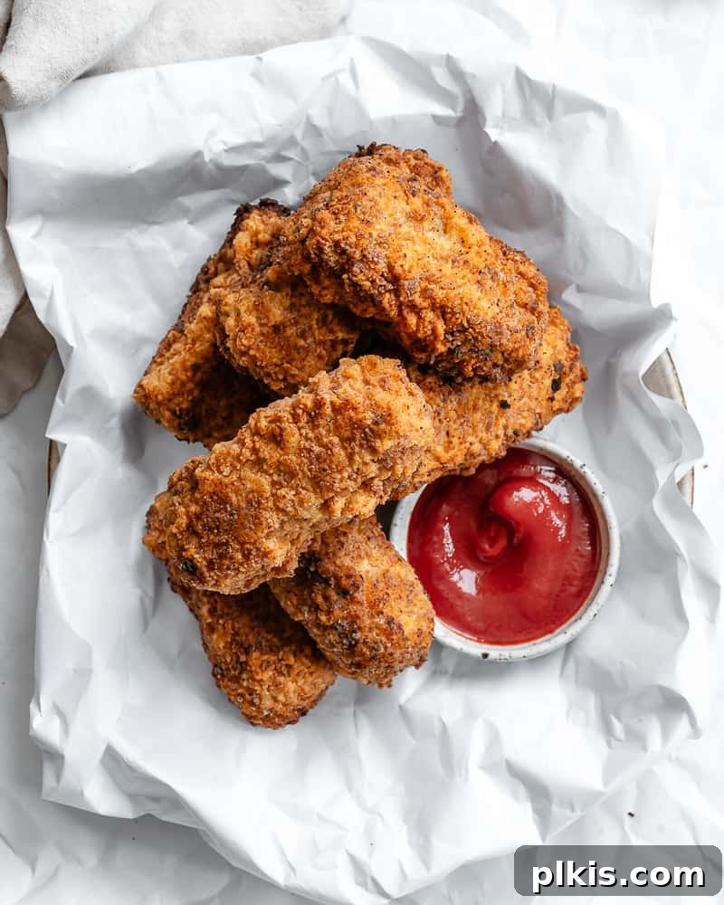 Crispy Tofu Chicken 19 completed Tofu Fried Chicken on a white surface, artfully arranged