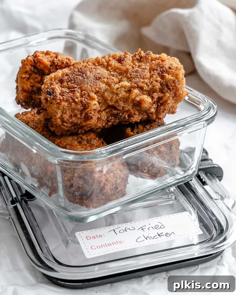 Crispy Tofu Chicken 20 completed Tofu Fried Chicken stored in an airtight container for future enjoyment