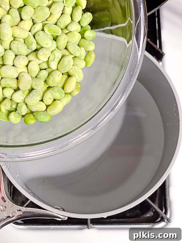 Emerald Edamame Delight 4 process shot of adding edamame to a pan