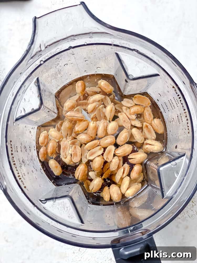 Crafting Your Own Creamy Peanut Milk 4 ingredients for peanut milk in a blender