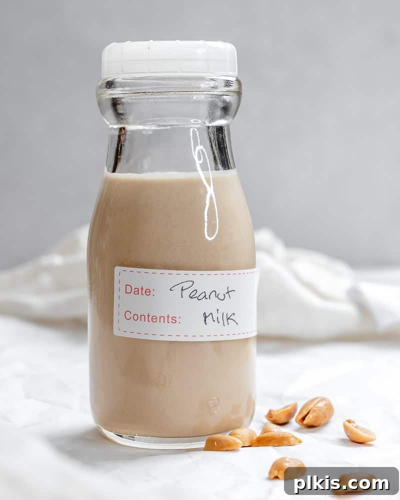 Crafting Your Own Creamy Peanut Milk 7 completed peanut milk in storage jar