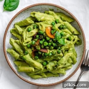 completed Green Pea Pasta on a plate