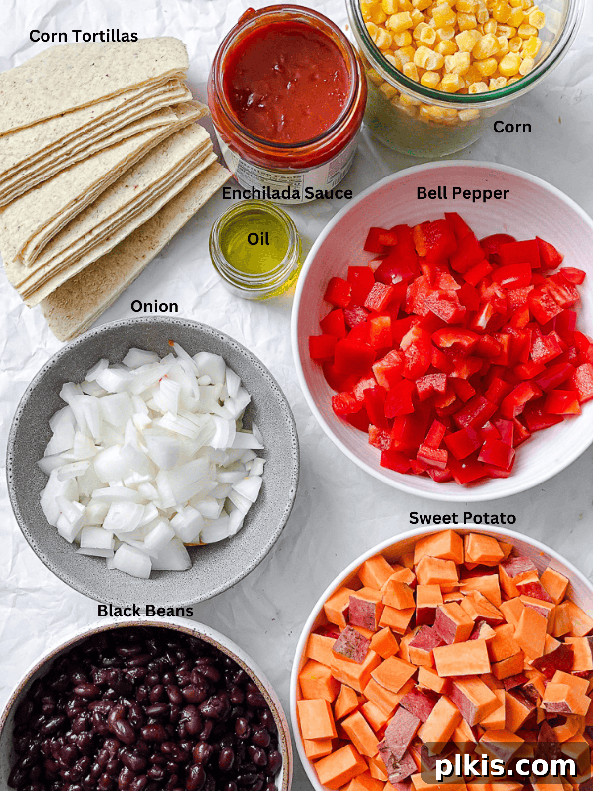 Plant-Powered Enchilada Layers 3 ingredients for Vegetarian Enchilada Casserole