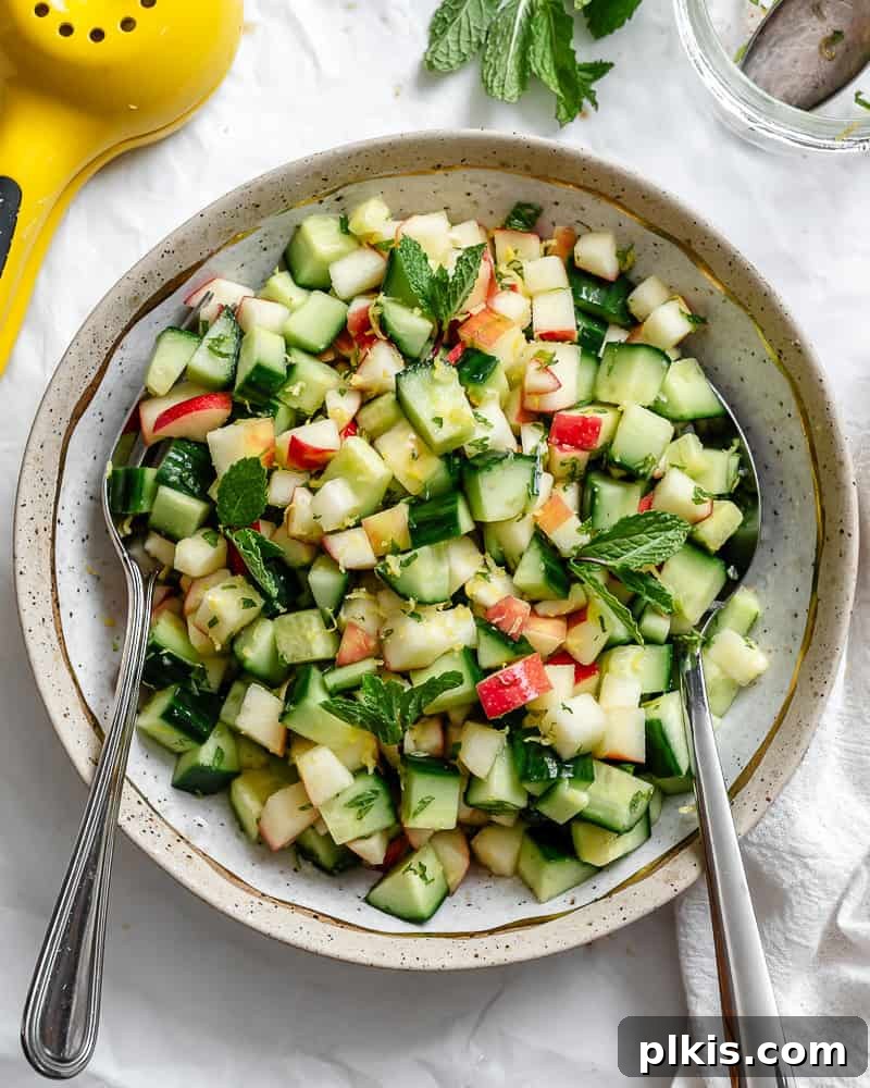 Zesty Apple Cucumber Delight 2 completed Apple Cucumber Salad in a bowl