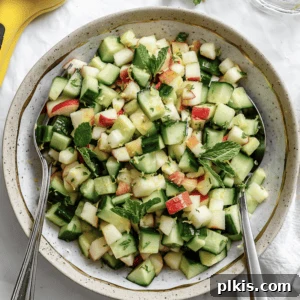 completed Apple Cucumber Salad in a bowl