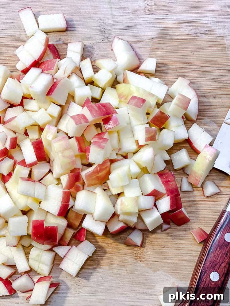 Zesty Apple Cucumber Delight 4 process shot showing cutting apples on cutting board