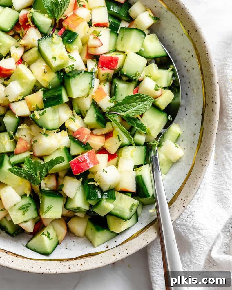 Zesty Apple Cucumber Delight 9 completed Apple Cucumber Salad in a bowl