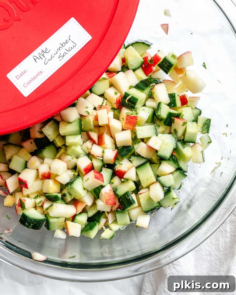 Zesty Apple Cucumber Delight 10 Apple Cucumber Salad in storage container