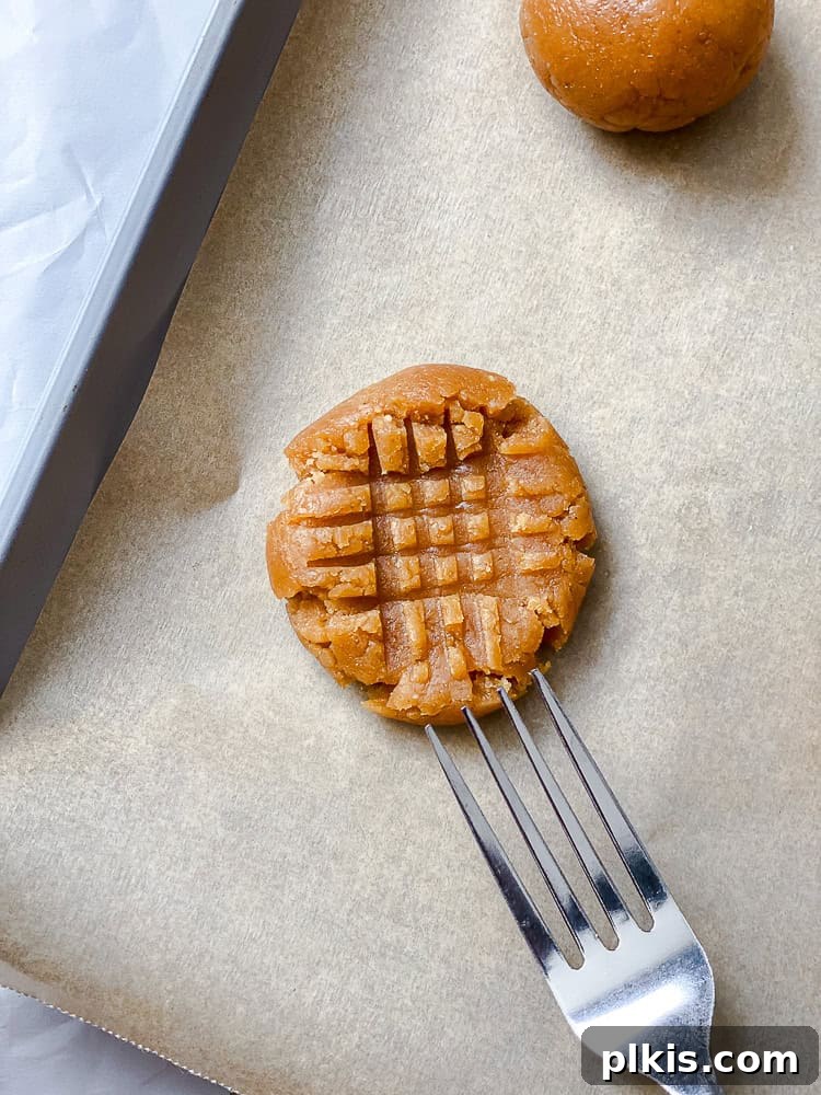 Plant-Based Peanut Butter Perfection 8 process shot showing making design on cookies on sheet