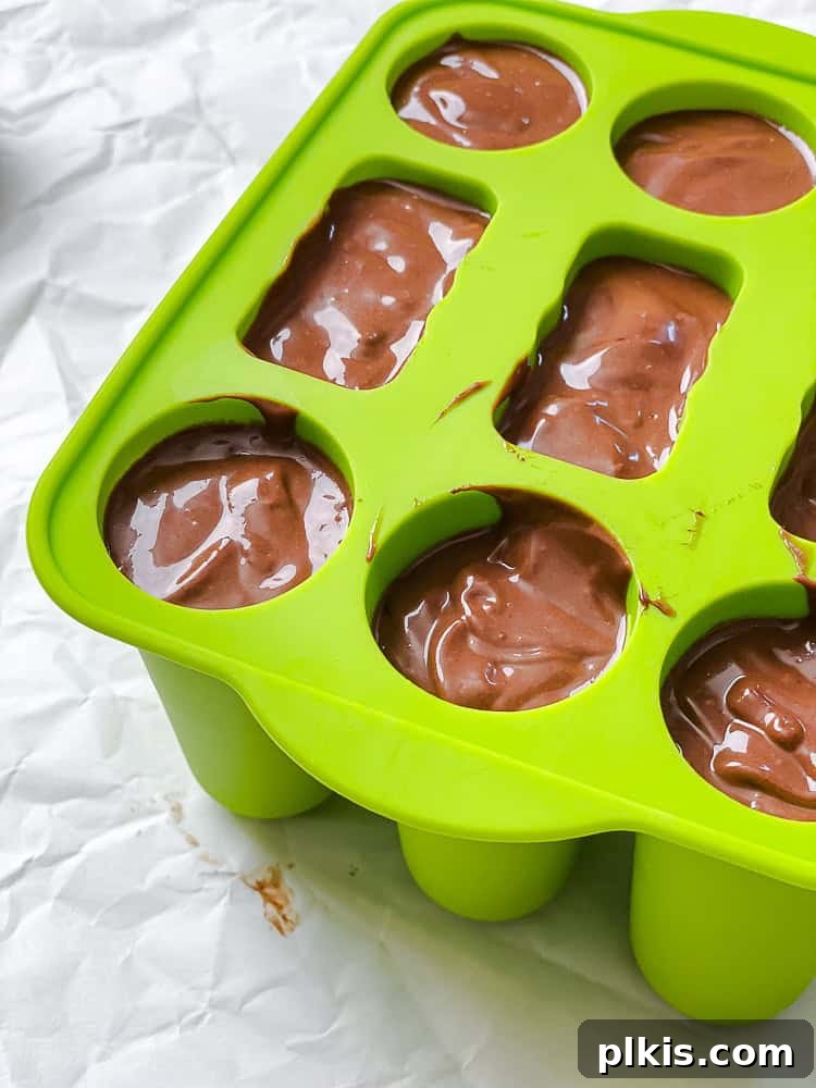 Decadent Dairy-Free Fudge Pops 6 process shot showing mixture in mold