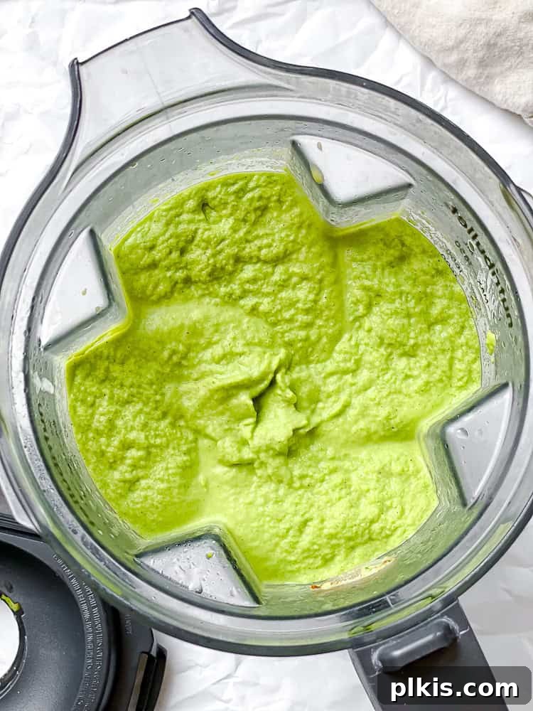 Creamy Broccoli Pasta 7 process shot showing sauce blended in blender