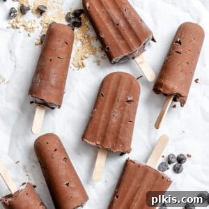 Completed Chocolate Peanut Butter Protein Popsicles