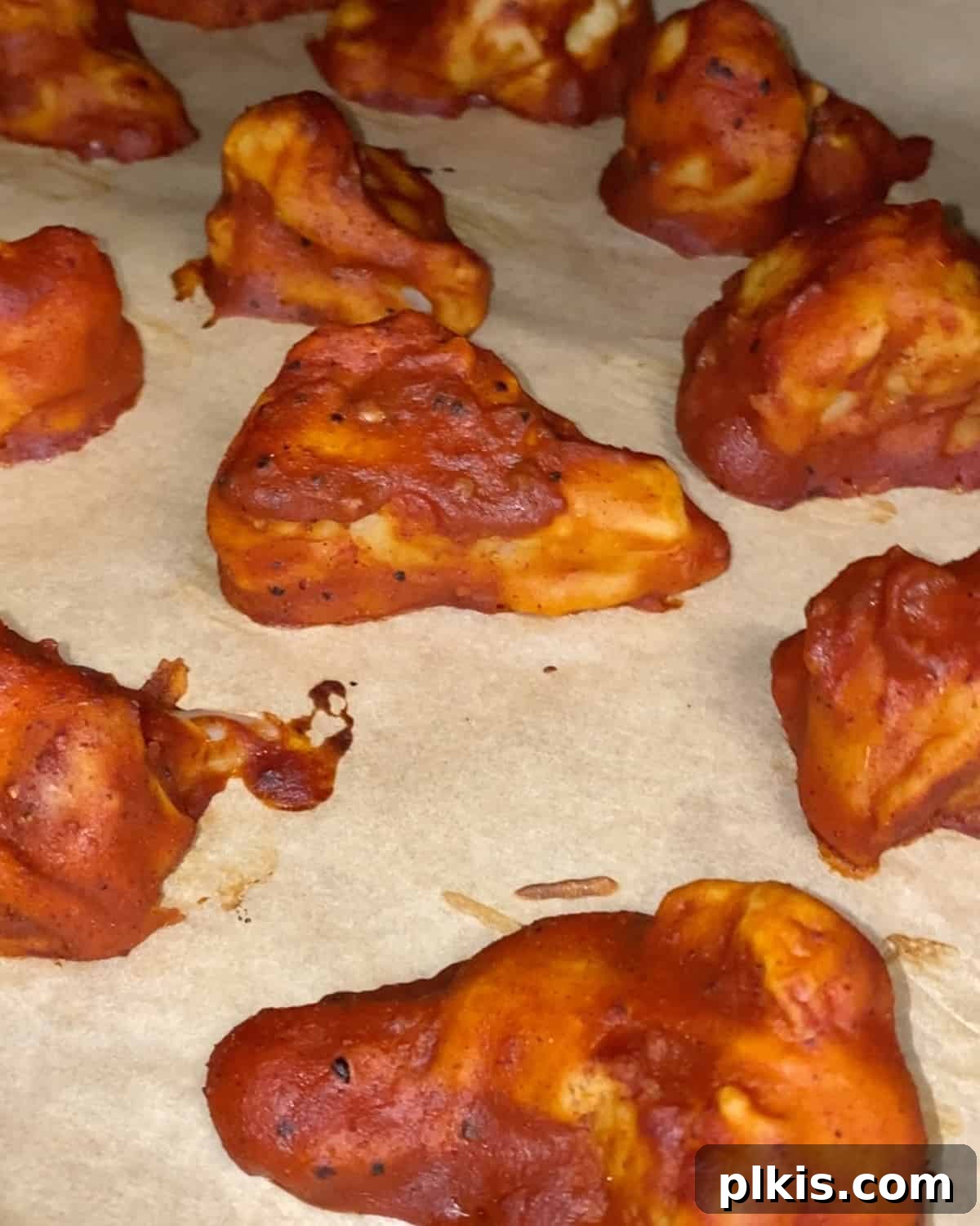 Post baking cauliflower with bbq sauce on parchment paper