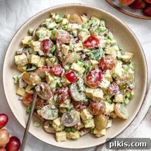 completed Vegan Chicken and California Grape Salad on a plate